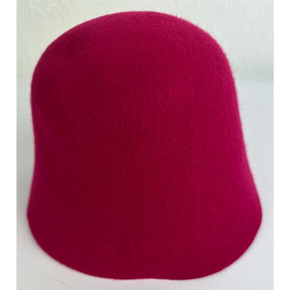Anthropologie Mod 100% Wool Felt Bucket Hat Vintage Era Pink - Picture 2 of 5